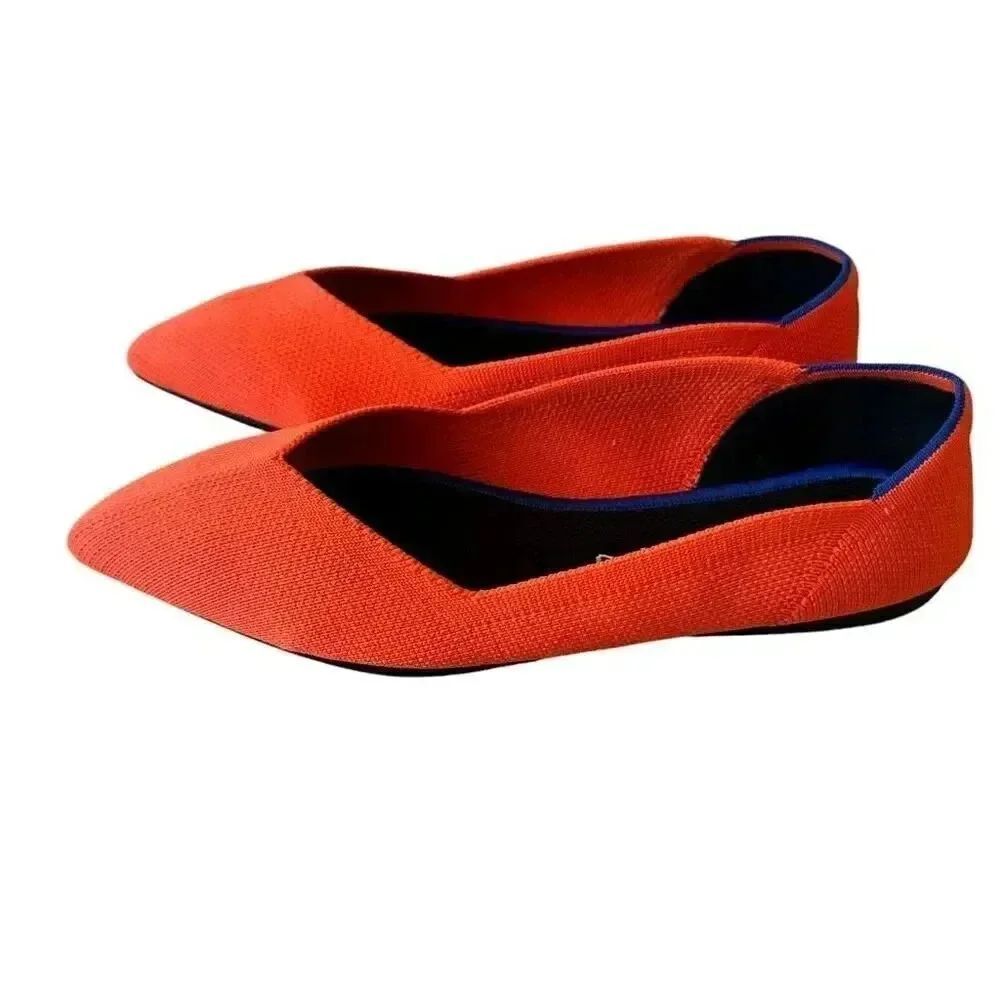 Rothy's The Point RARE Neon Orange Flat Shoes SZ 6